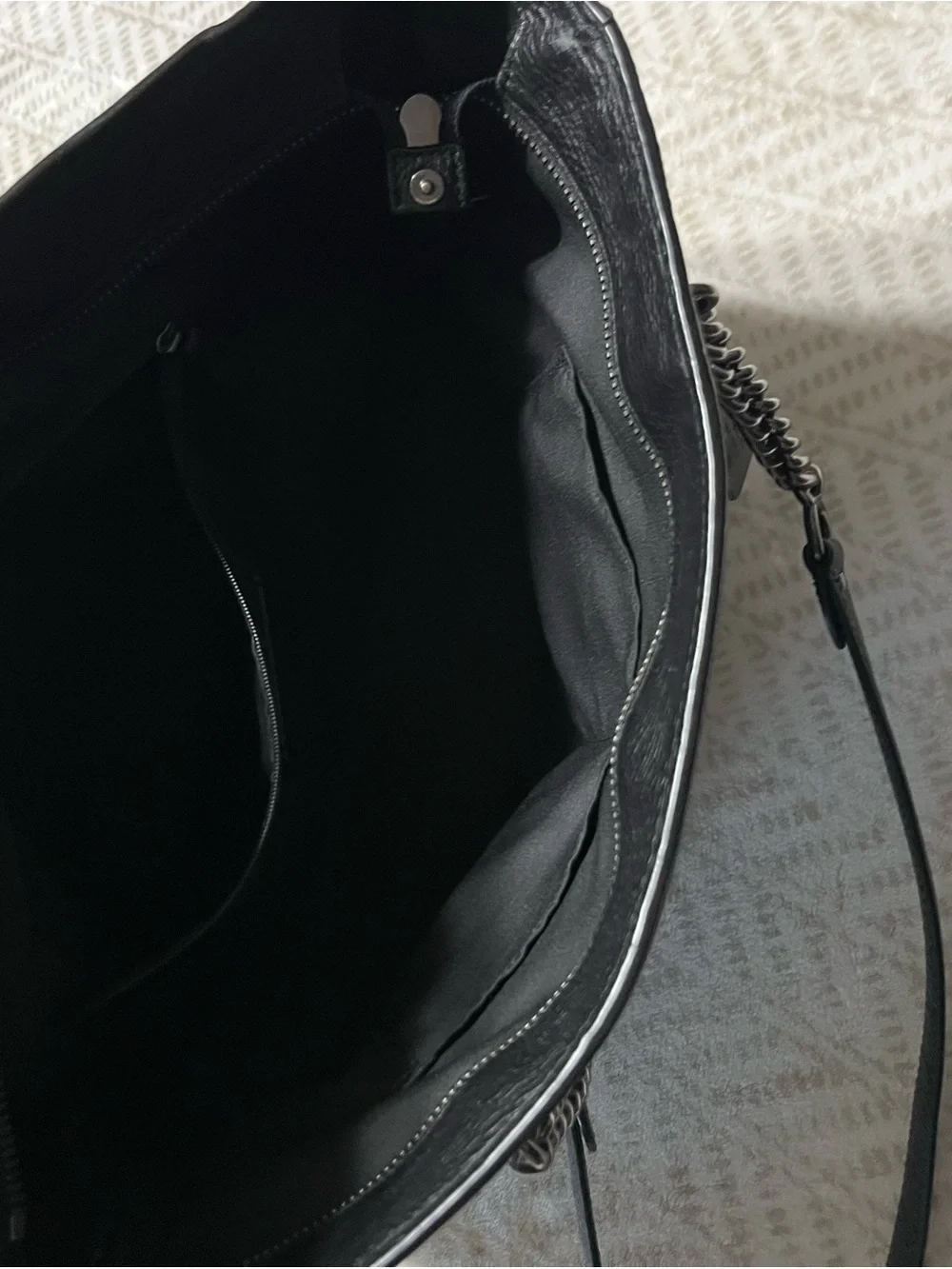 Coach Black Leather Tote with Chain-Accent Straps - Picture 10 of 13